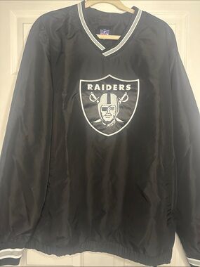 NFL Black Jacket with White & Gray Stripe Trim